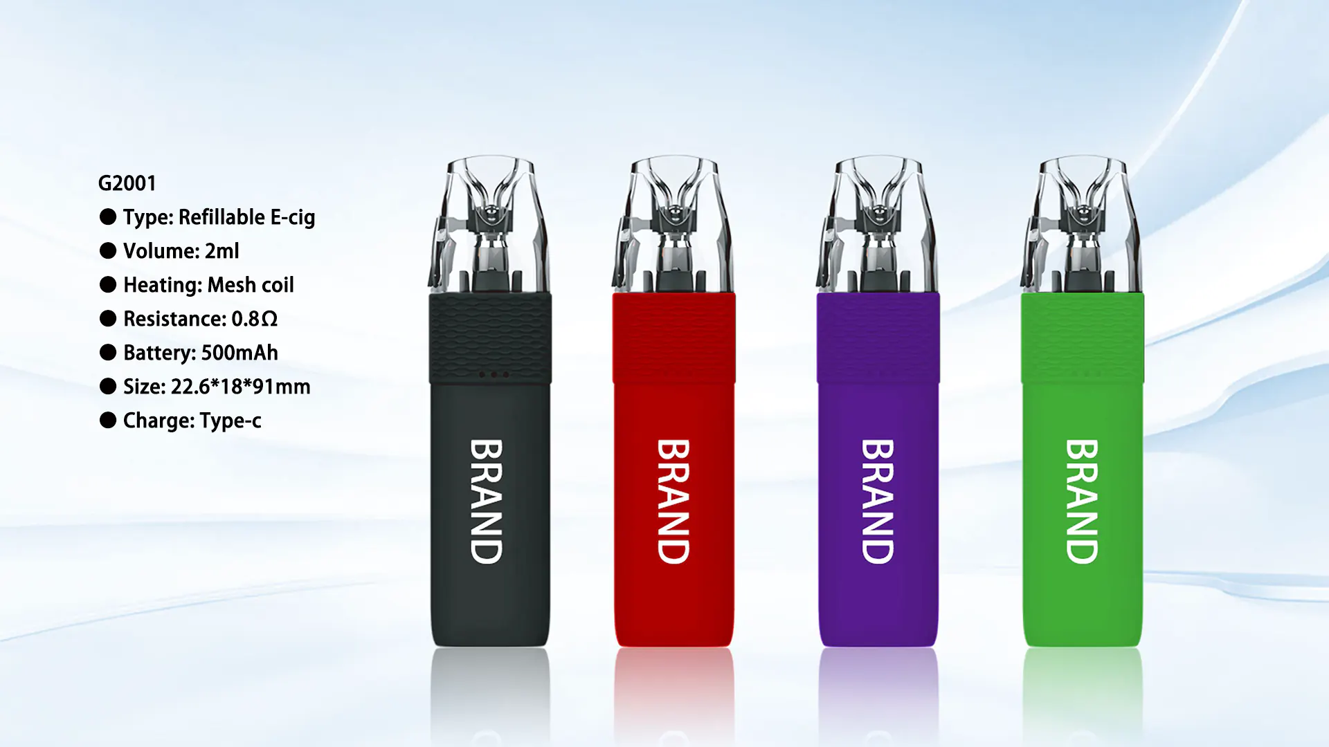 Compact 2.0ml vape pen hardware measuring 91mm in height. Direct supply from premium electronic cigarette manufacturer in Dongguan.