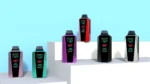 Smart digital screen vape displaying battery and e-liquid levels. 0.6 ohm dual mesh for rich vapor. Global wholesale.