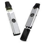 BN12 refillable pod system with the pod detached and the bottom battery cap removed, next to an assembled unit