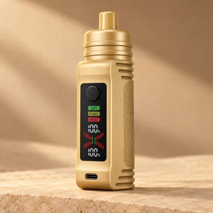 BN80 compact DTL disposable vape in gold with screen lit